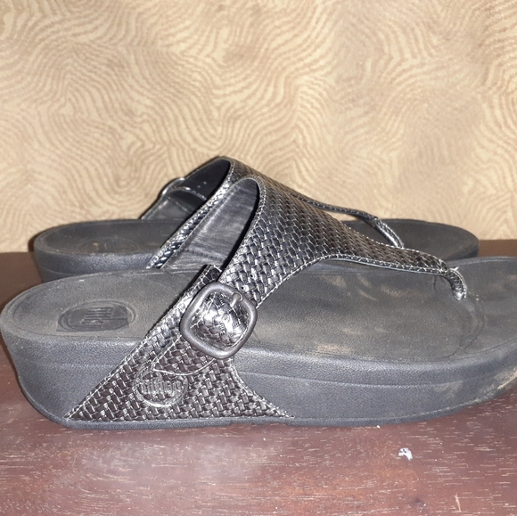 Fitflop Womens Silver Leather Sandals 42EU, 10US - Picture 2 of 5